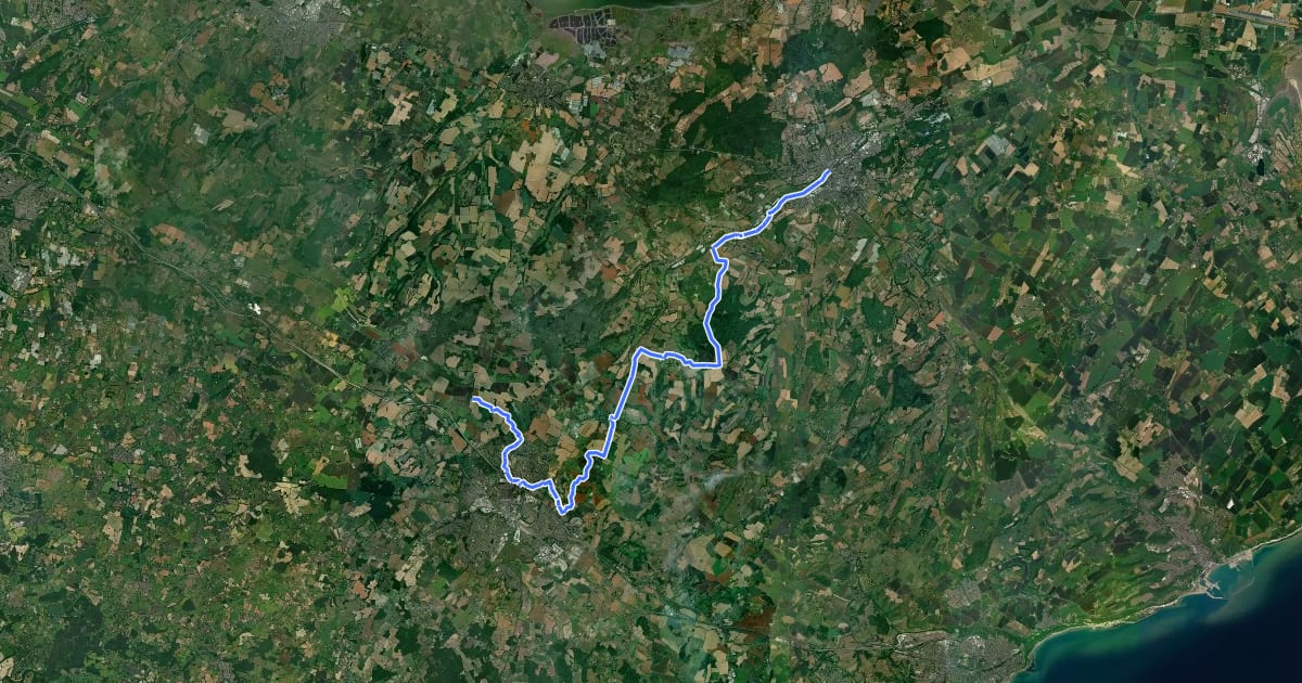 Маршрут Pilgrims Cycle Trail на спутниковом снимке