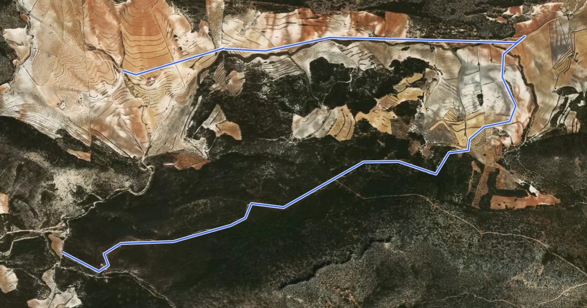 Маршрут Pinar de las Muelas y Hoya de Taibena на спутниковом снимке