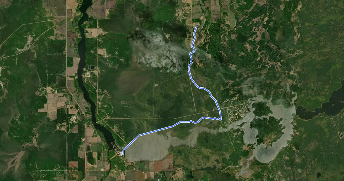Маршрут Pinawa Trail на спутниковом снимке