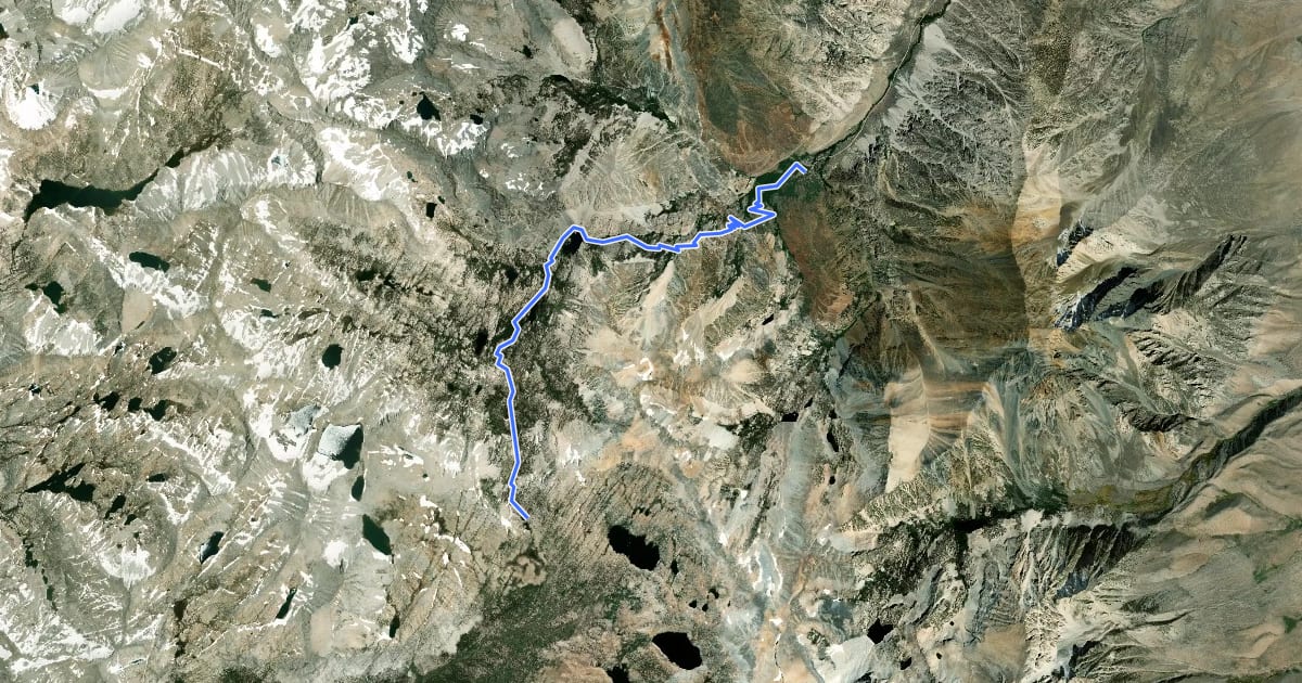 Маршрут Pine Creek Pass Trail на спутниковом снимке