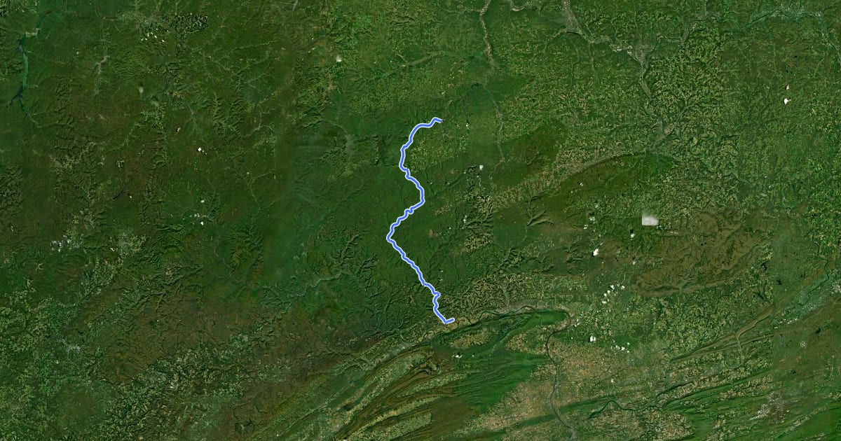 Маршрут Pine Creek Rail Trail на спутниковом снимке