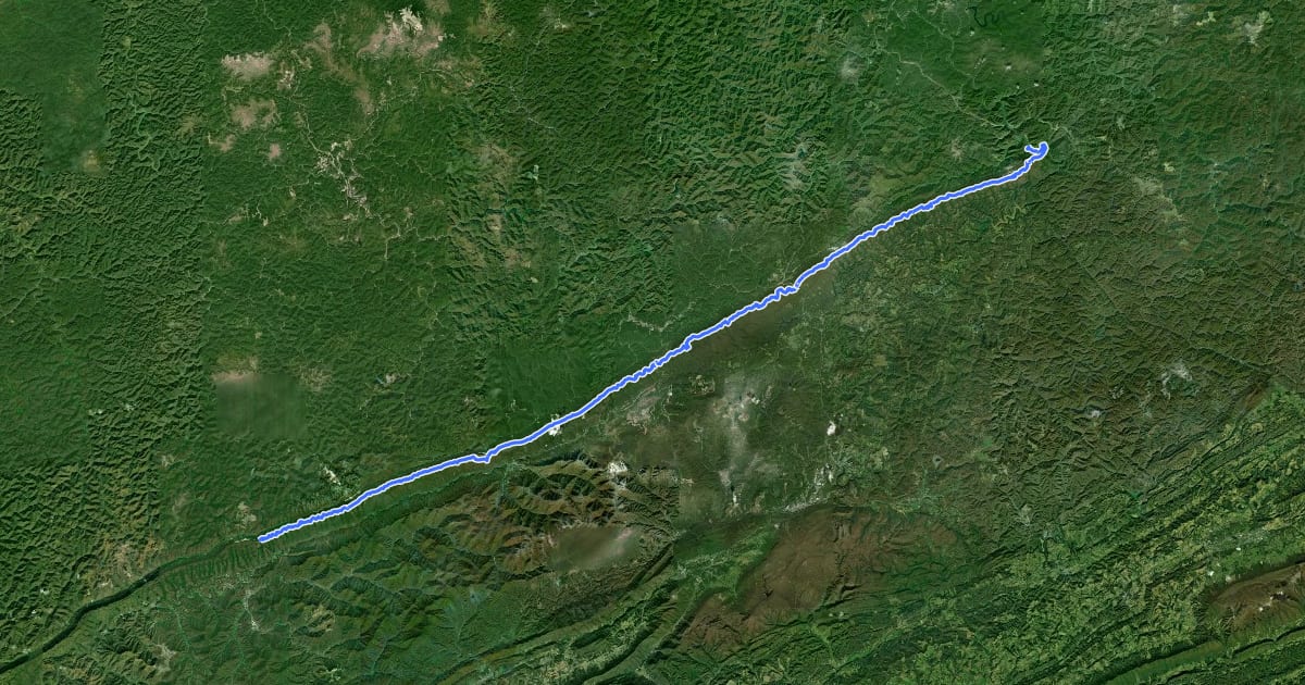 Маршрут Pine Mountain Trail на спутниковом снимке