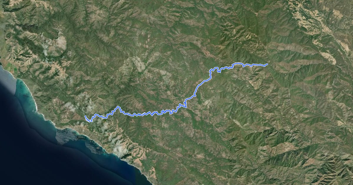 Маршрут Pine Ridge Trail на спутниковом снимке