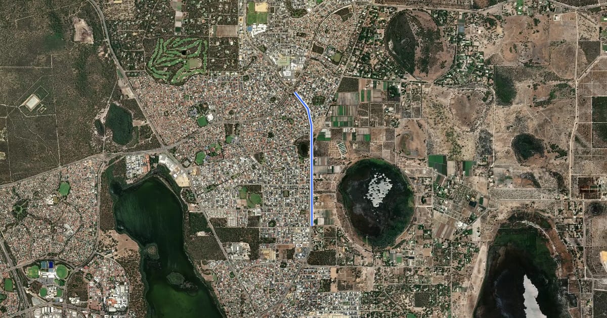 Маршрут Pinjar Road Shared Path на спутниковом снимке