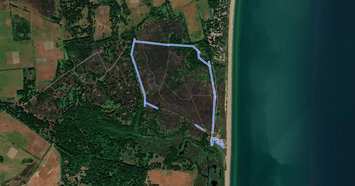 Маршрут Pink Trail, Dunwich Heath на спутниковом снимке