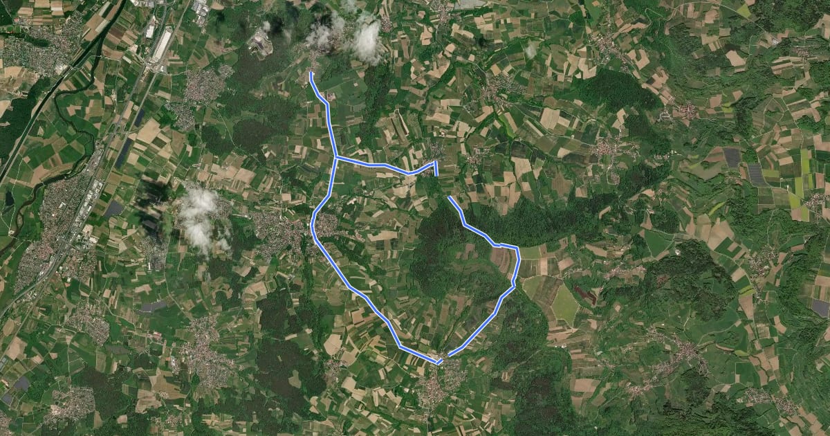 Маршрут Pinzberger Rundwanderweg на спутниковом снимке