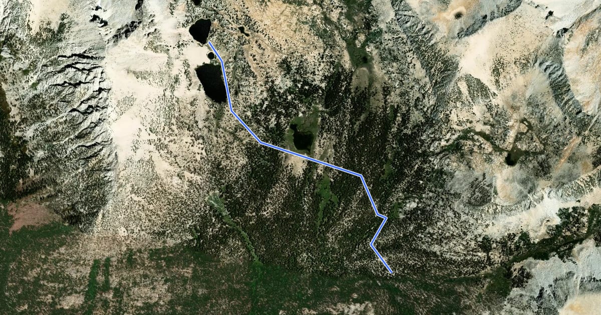 Маршрут Pioneer Basin Trail на спутниковом снимке