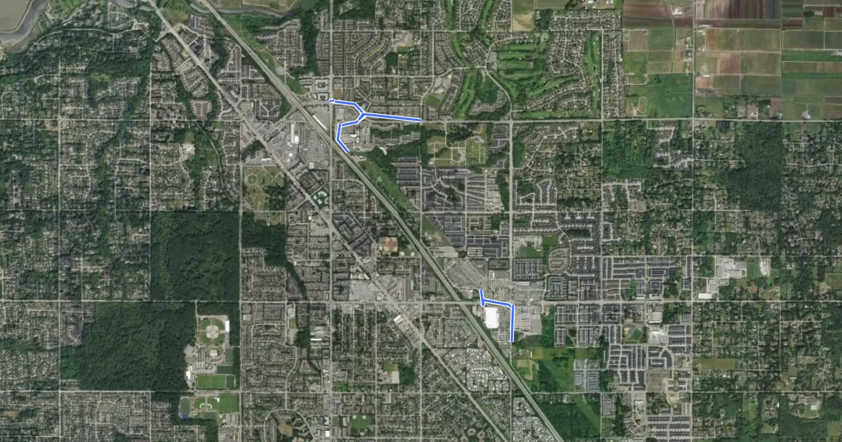 Маршрут Pioneer Greenway на спутниковом снимке