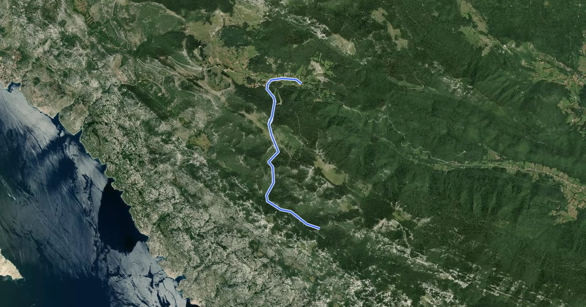 Маршрут Piskovita kosica - Baške oštarije на спутниковом снимке