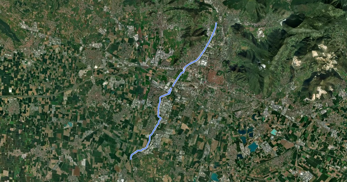 Маршрут Pista Ciclabile del Mella на спутниковом снимке