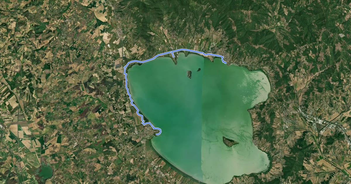 Маршрут Pista Ciclabile del Trasimeno на спутниковом снимке