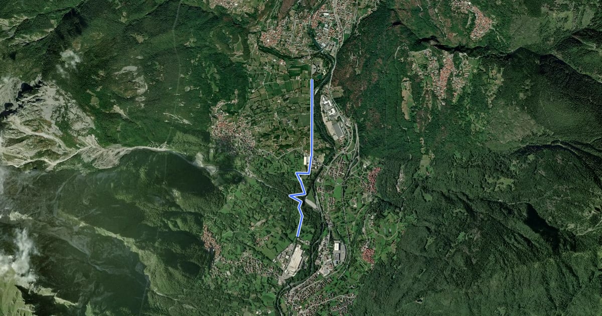 Маршрут Pista Ciclabile Intercomunale на спутниковом снимке