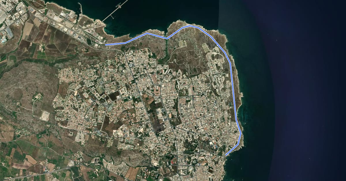 Маршрут Pista Ciclabile Rossana Maiorca на спутниковом снимке