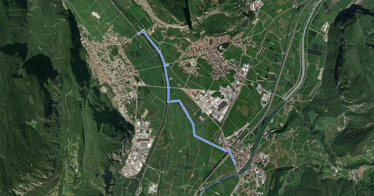 Маршрут Pista Ciclabile Valle dell'Adige "diramazione Rotaliana" на спутниковом снимке
