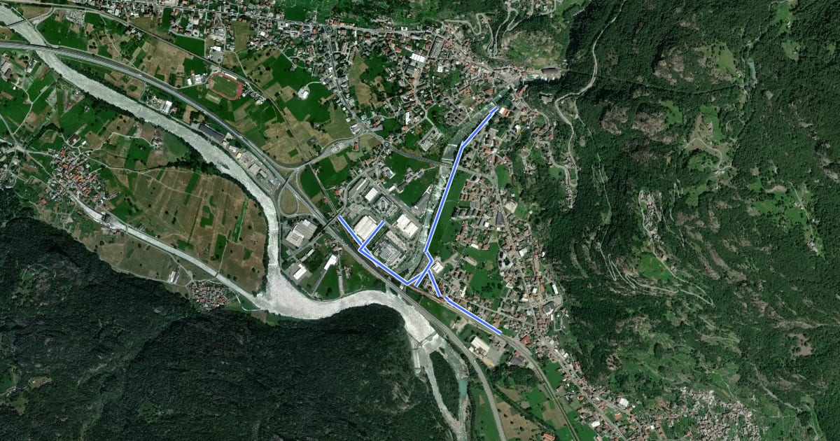 Маршрут Pista ciclo-pedonale di Pont Saint Martin на спутниковом снимке