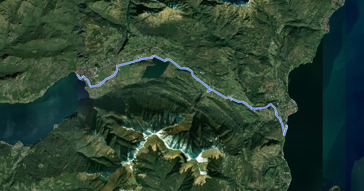 Маршрут Pista Ciclopedonale Menaggio - Porlezza на спутниковом снимке