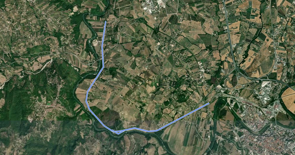 Маршрут Pista Ciclopedonale Paesaggi Sanniti на спутниковом снимке