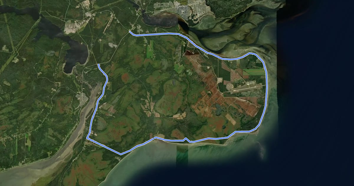Маршрут Piste cyclable de la Péninsule на спутниковом снимке