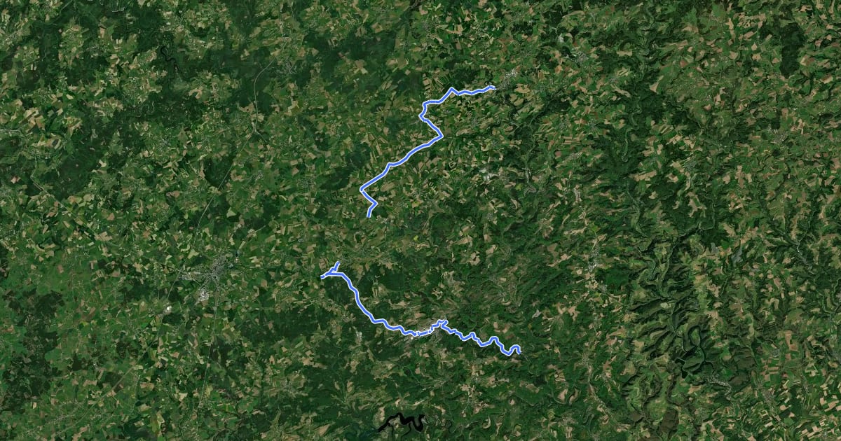 Маршрут Piste cyclable de la Wiltz (PC 20) на спутниковом снимке