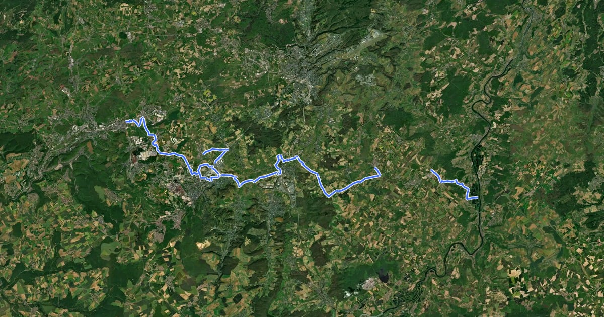 Маршрут Piste cyclable des Trois Cantons (PC 6) на спутниковом снимке