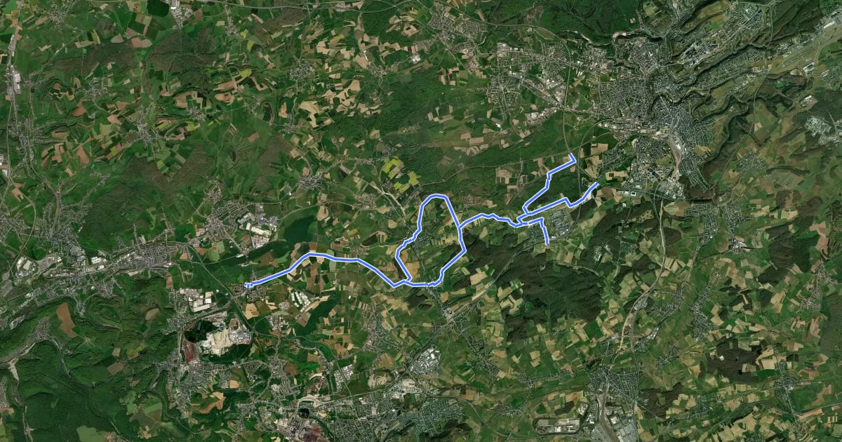 Маршрут Piste cyclable du Faubourg Minier (PC 9) на спутниковом снимке