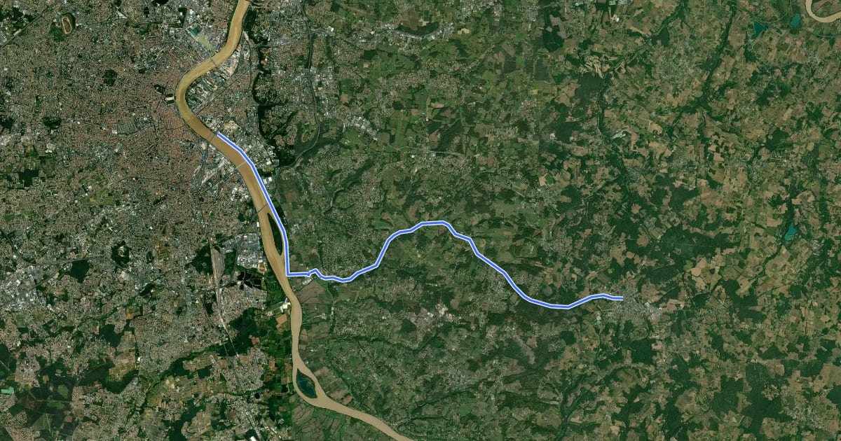 Маршрут Piste Cyclable Roger Lapébie : Bordeaux / Créon на спутниковом снимке