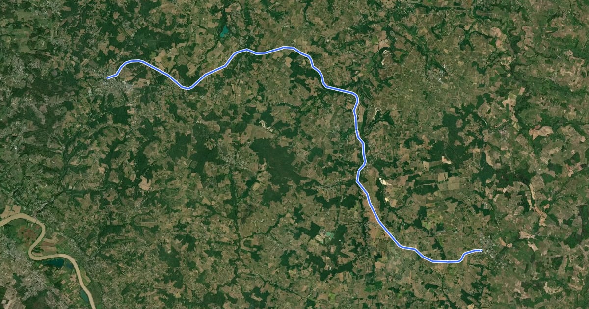 Маршрут Piste Cyclable Roger Lapébie : Créon / Sauveterre на спутниковом снимке
