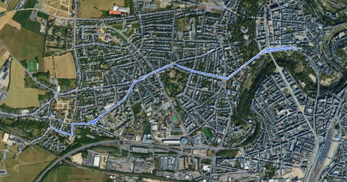 Маршрут Piste cyclable VDL Nr 09 на спутниковом снимке