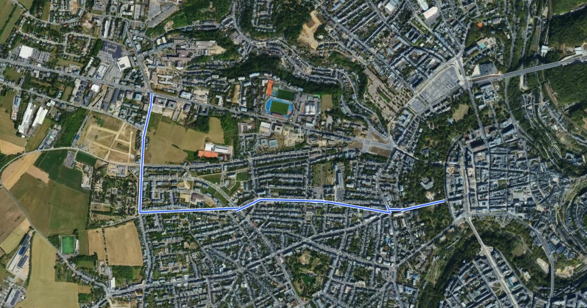 Маршрут Piste cyclable VDL Nr 10 на спутниковом снимке