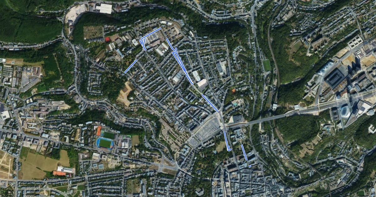 Маршрут Piste cyclable VDL Nr 12 на спутниковом снимке