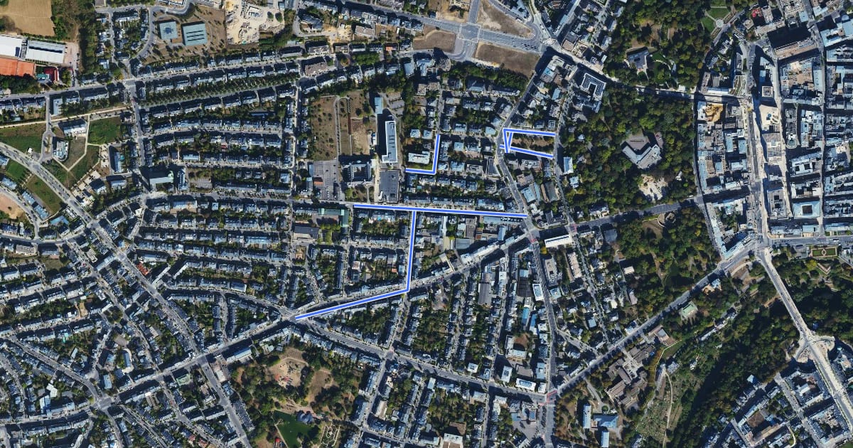 Маршрут Piste cyclable VDL Nr 14 на спутниковом снимке