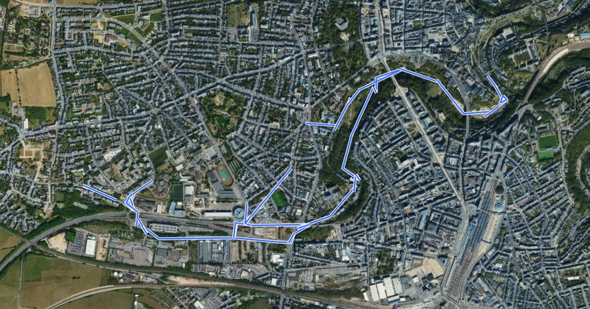 Маршрут Piste cyclable VDL Nr E9 на спутниковом снимке