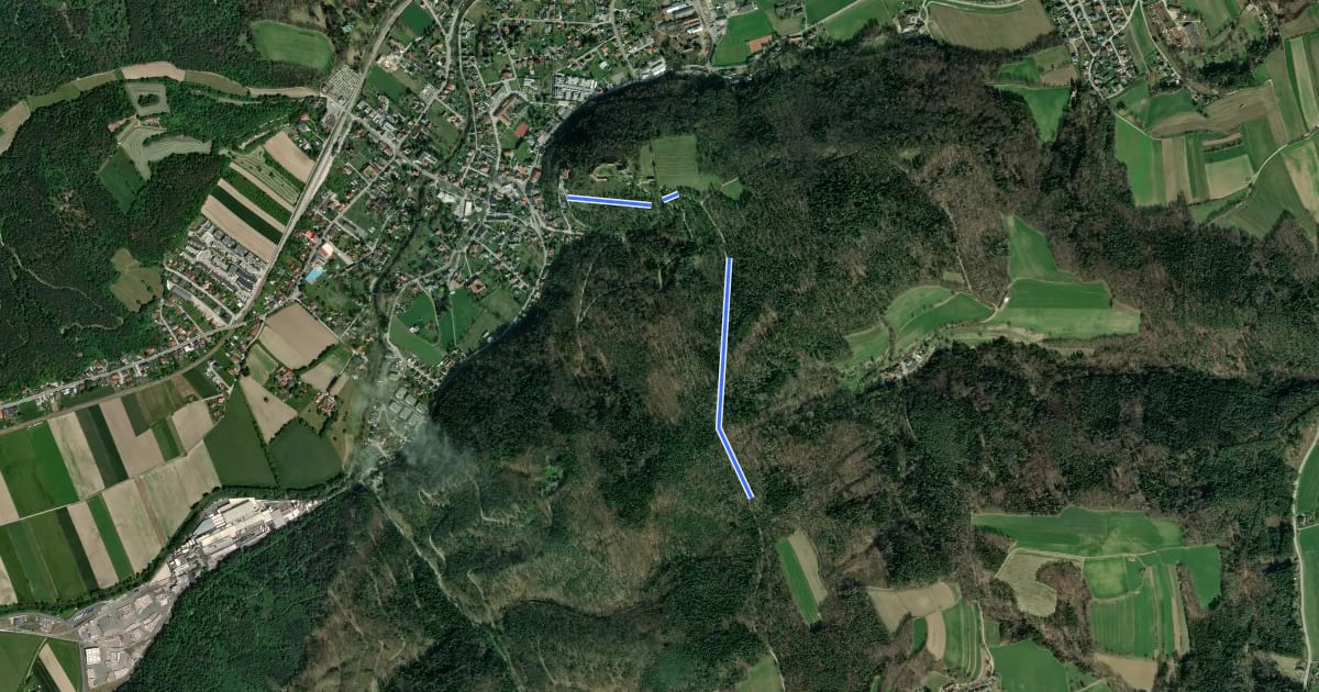Маршрут Pitten - Grafenkreuz - Stanghof - Leiding - Bromberg на спутниковом снимке