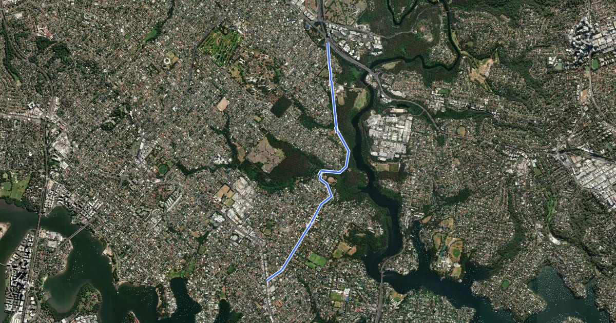 Маршрут Pittwater Road на спутниковом снимке