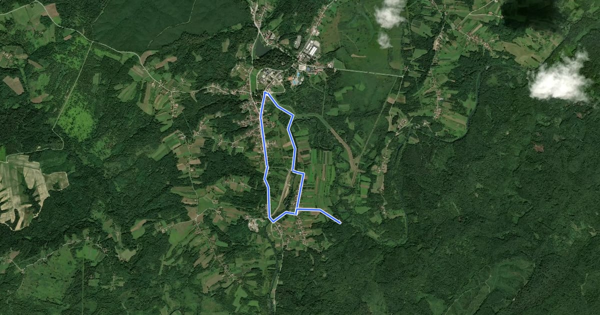 Маршрут Pješačka staza 2b općine Topusko на спутниковом снимке