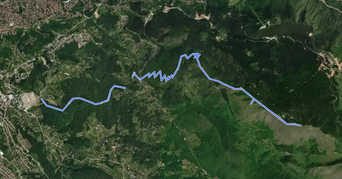 Маршрут Pješačka staza br. 1 на спутниковом снимке