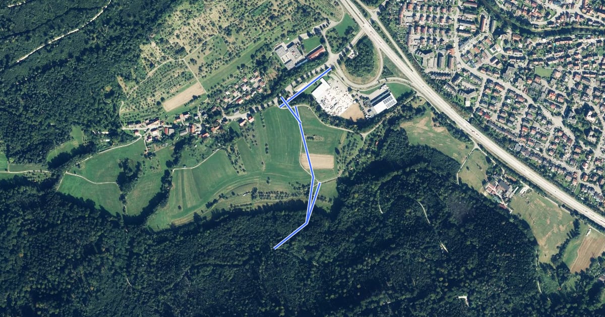 Маршрут Plüderhausen (Aichenbachstr.) - Oberberken на спутниковом снимке