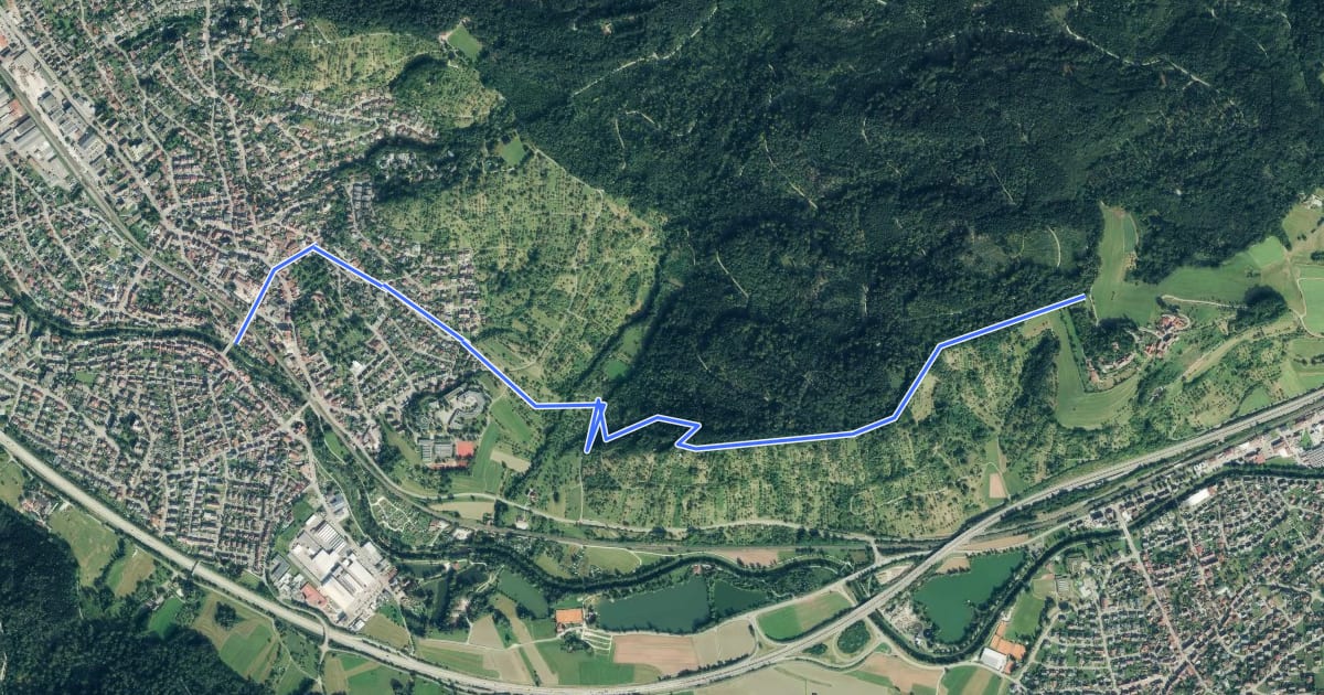 Маршрут Plüderhausen - Burghalde - Elisabethenberg на спутниковом снимке