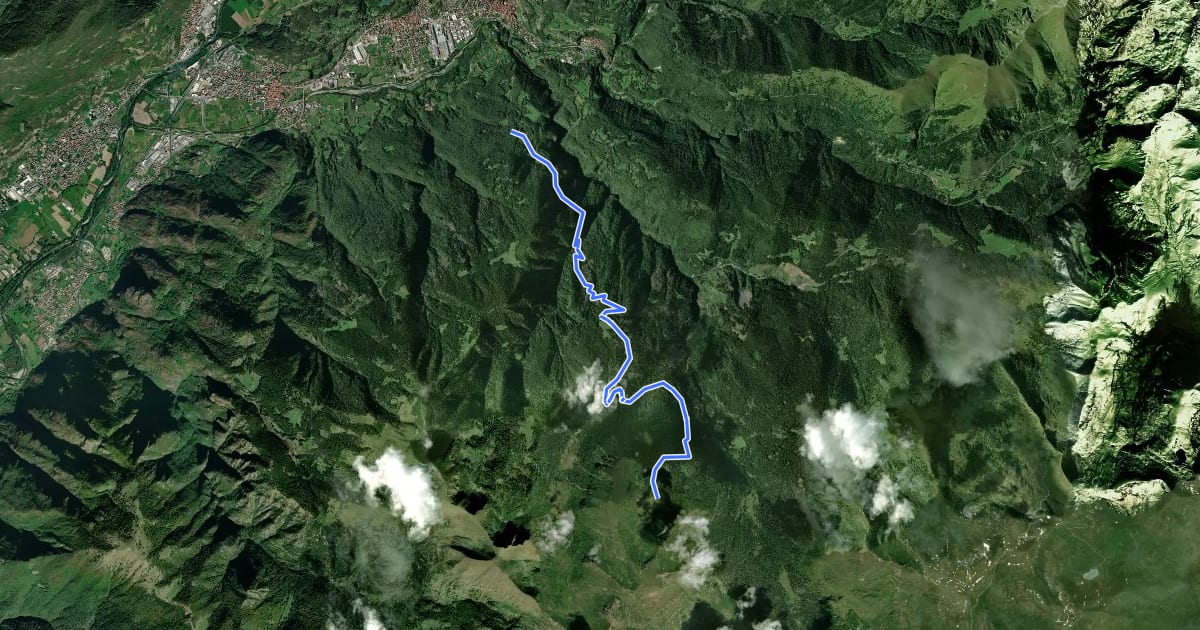 Маршрут Plagna del Lot-Val Gabbia-Malga Val Bresciana на спутниковом снимке