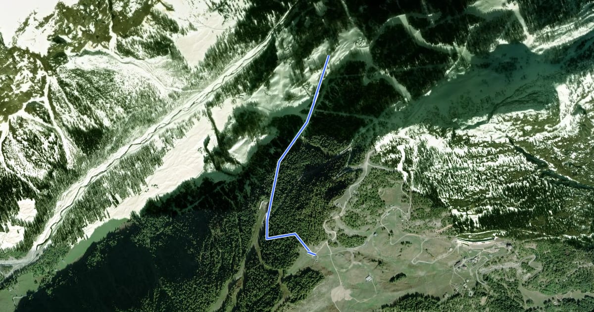 Маршрут Plan Ponquet - Col Checrouit на спутниковом снимке
