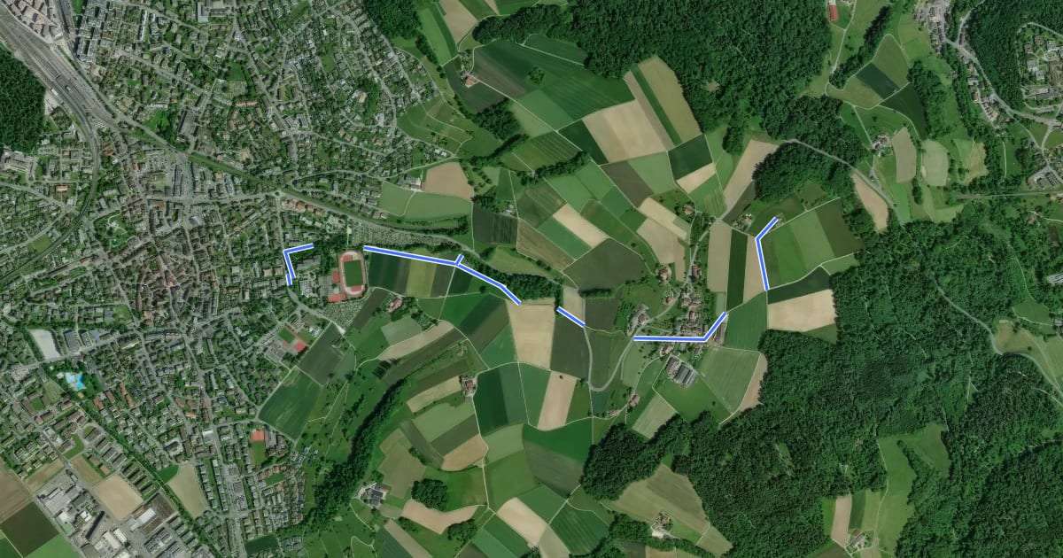 Маршрут Planetenweg Bülach на спутниковом снимке