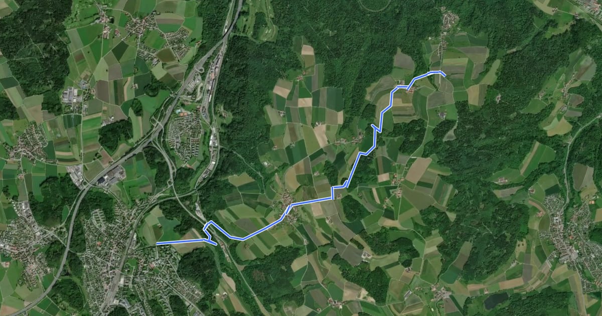 Маршрут Planetenweg Effretikon-Kyburg на спутниковом снимке
