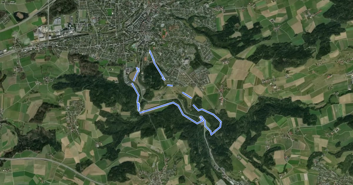 Маршрут Planetenweg Frauenfeld на спутниковом снимке
