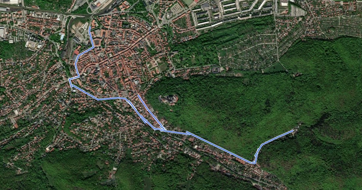 Маршрут Planetenweg Wernigerode на спутниковом снимке