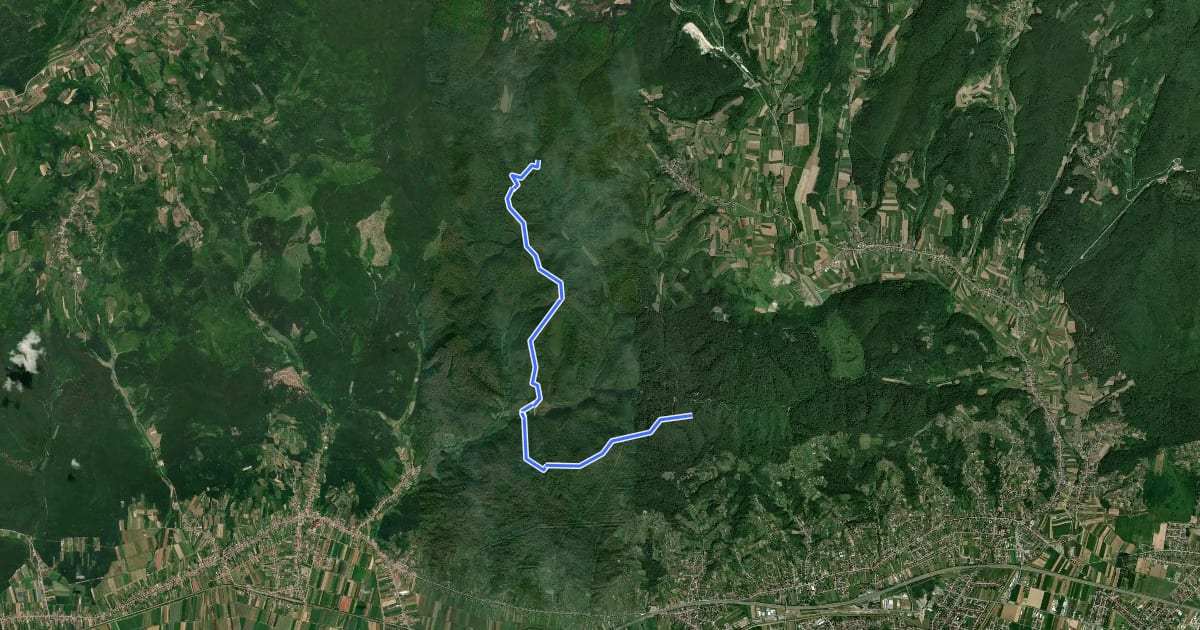 Маршрут Planinarski put 403: Pljuskara - Jezero Petnja - Brdo Sokolovac на спутниковом снимке