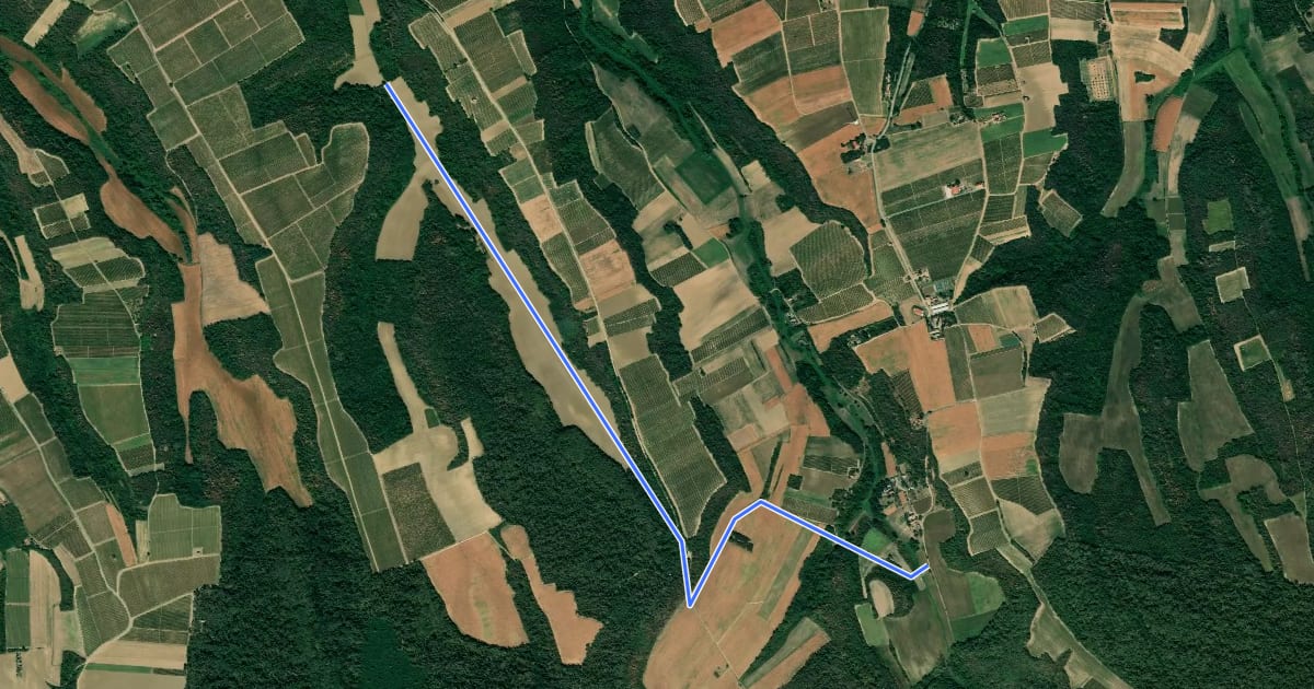 Маршрут Planinarski put 713 (x) sa Vukovo-Radoš - (x) sa Radoš-Čukavac (spojni put) на спутниковом снимке