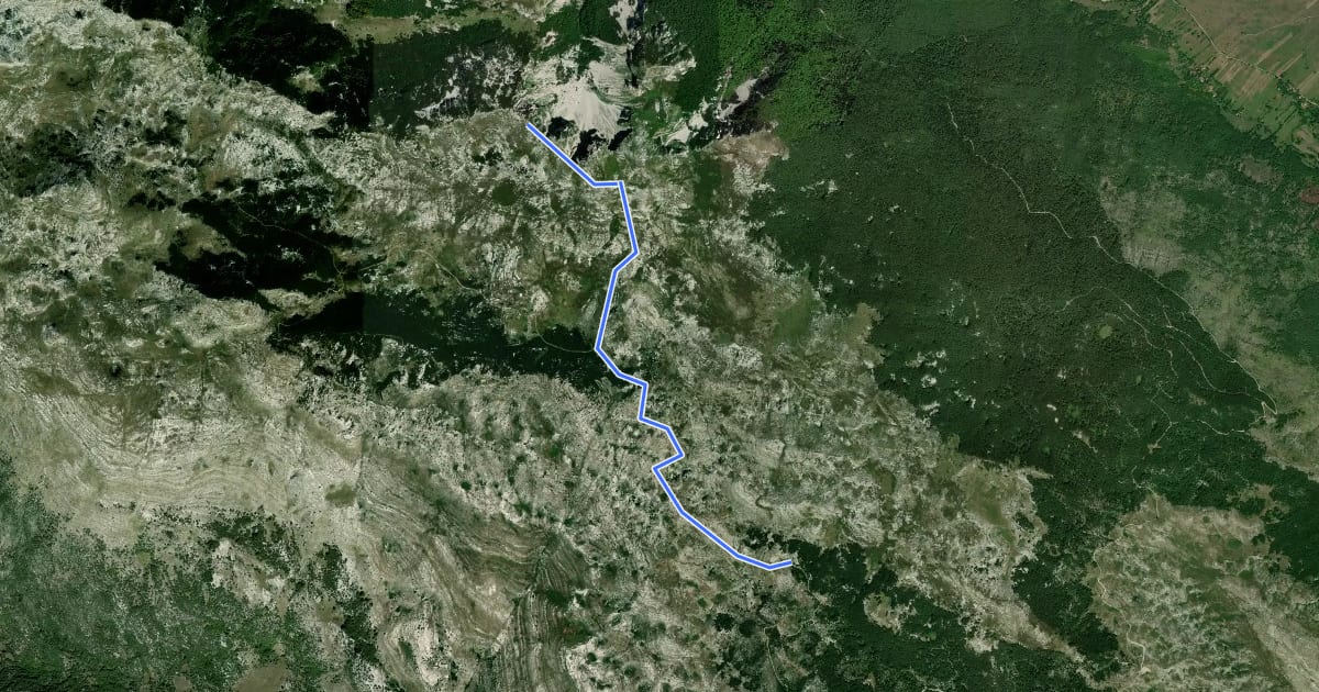 Маршрут planinska staza na Troglav - dijelom kolskim putem на спутниковом снимке