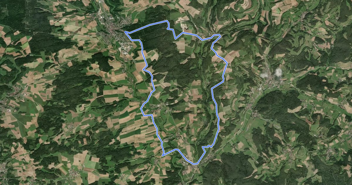 Маршрут Plankenfels Grün-Punkt-Rundweg на спутниковом снимке