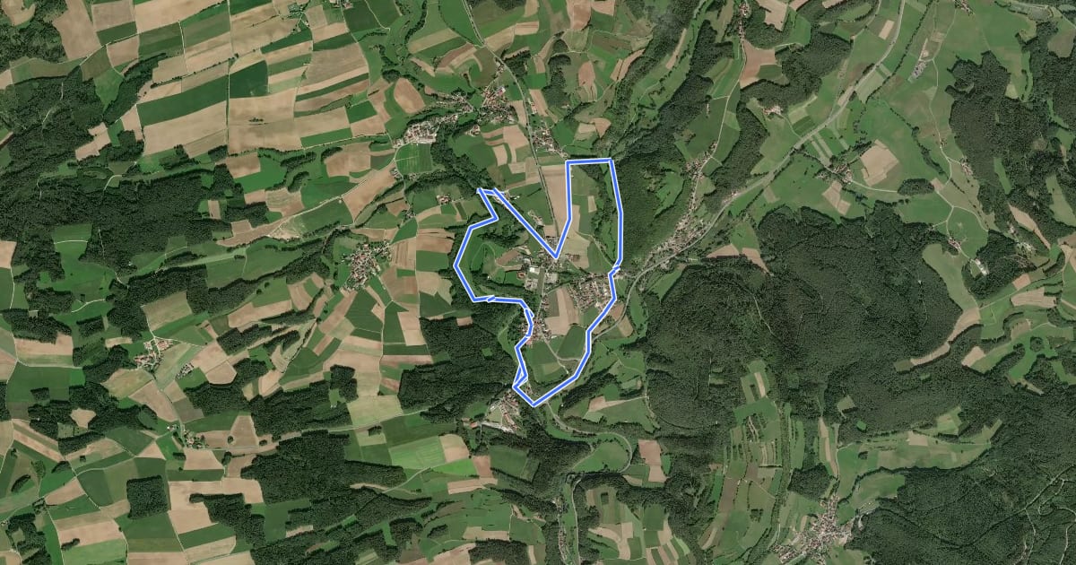 Маршрут Plankenfels Rundwanderweg "3 Täler um Plankenfels" на спутниковом снимке