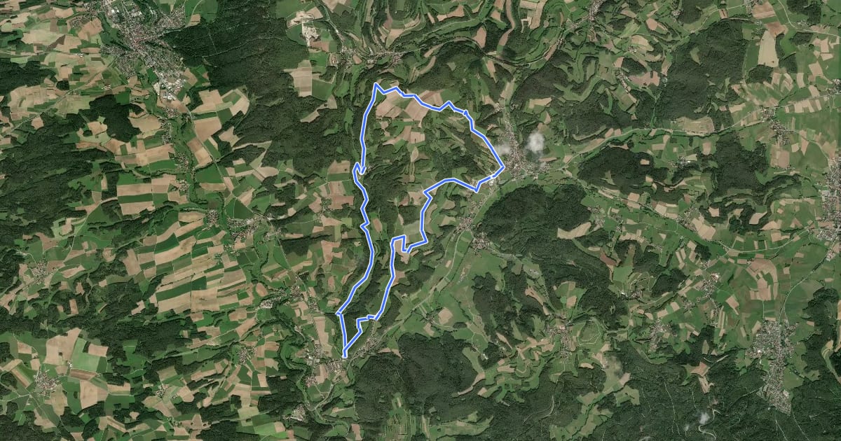 Маршрут Plankenfels Rundwanderweg "Lochautalweg" на спутниковом снимке